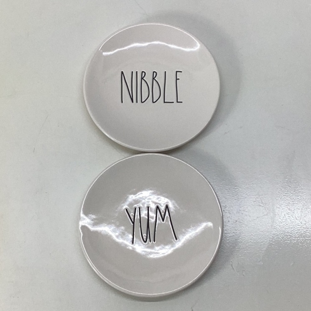 Rae Dunn Artisan Collection Nibble & Yum Plates (Set of 2)